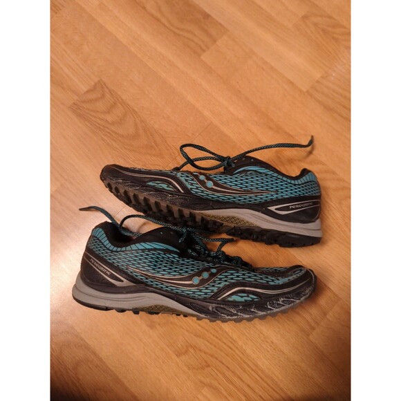 Saucony Peregrine ProGrid Womens 10 Teal Trail Running Black Lace Tie 10098-1 - Picture 5 of 7